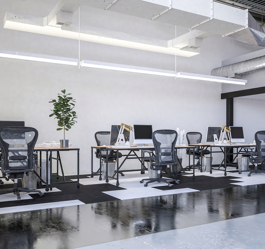 Modern office with desks and chairs