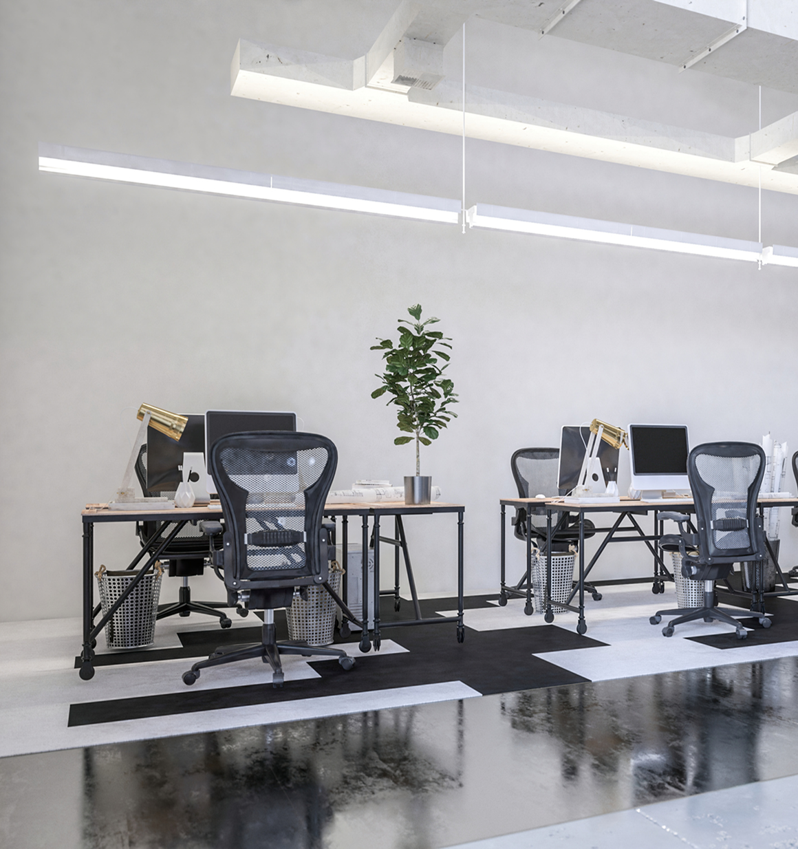 Open-plan office with sleek design