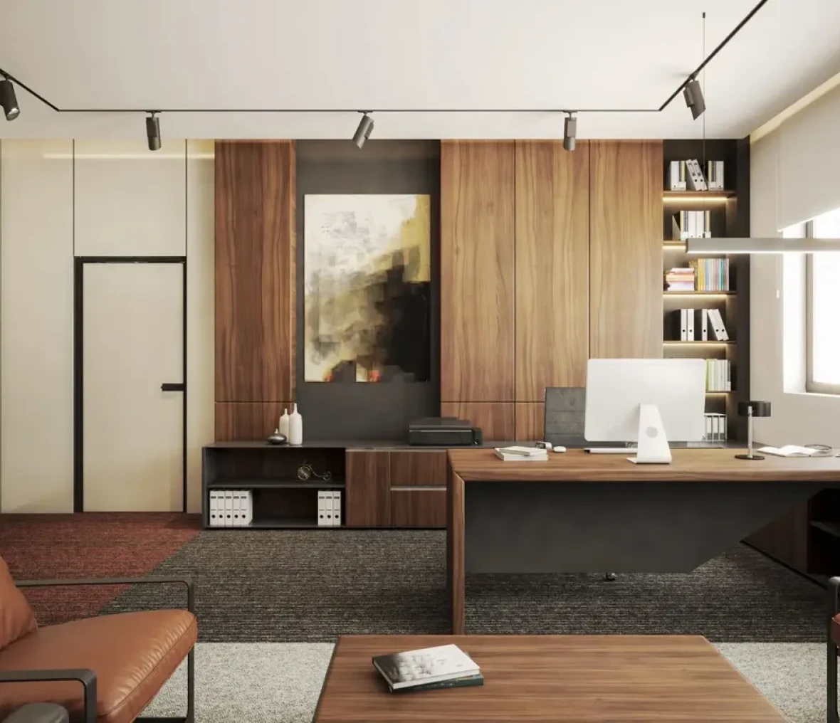 Contemporary office design with artwork
