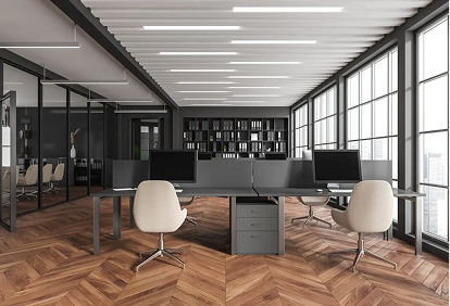 Contemporary workspace with computers